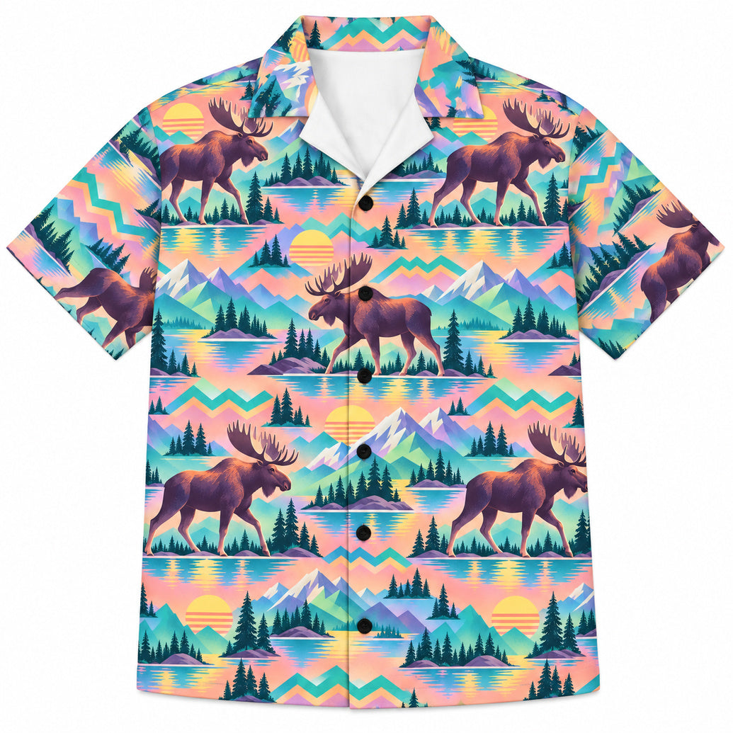 Pastel Peak Moose Hawaiian Shirt