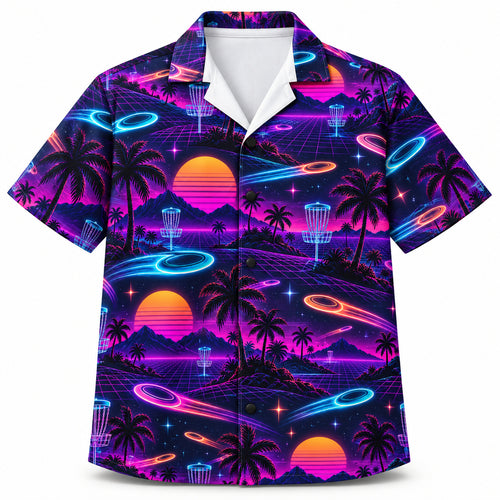 Neon Palm Flight Grid Hawaïshirt