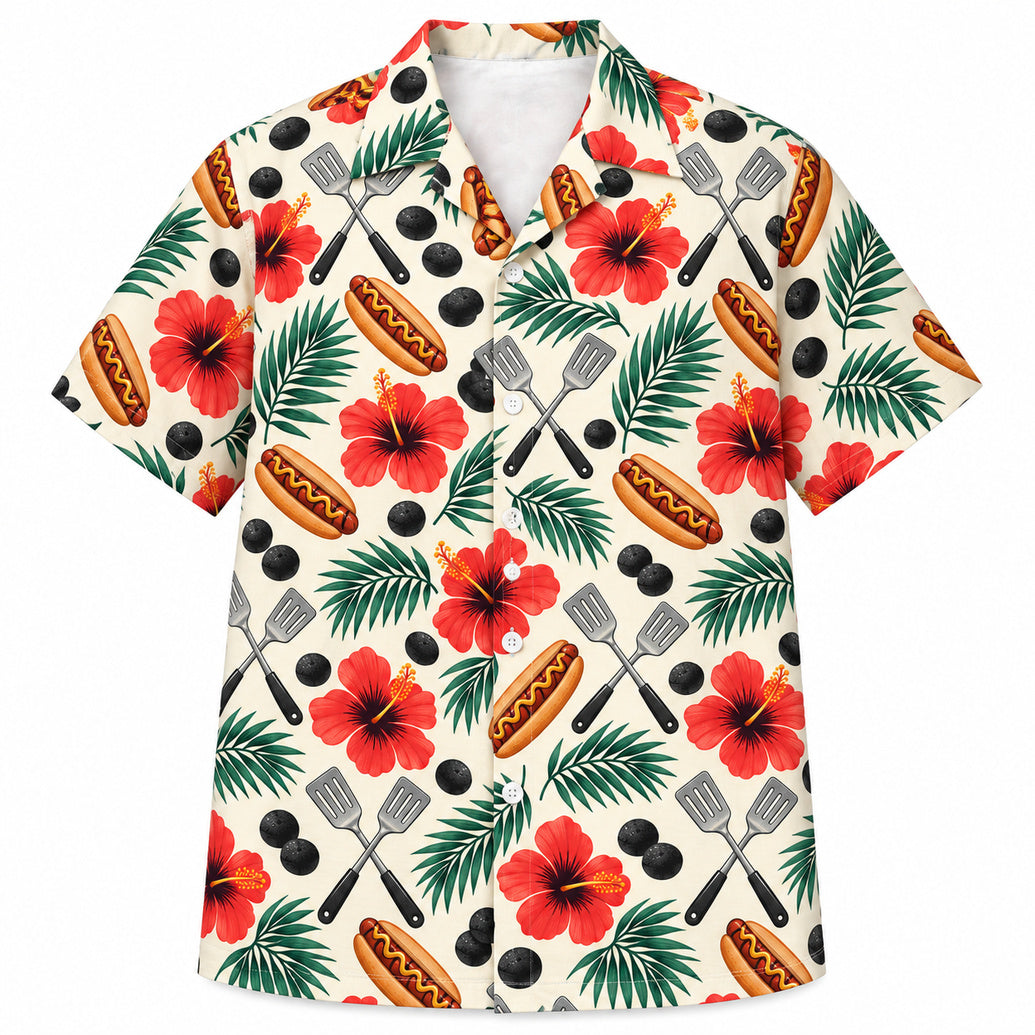 Hibiscus Hotdog Tools Hawaï-shirt