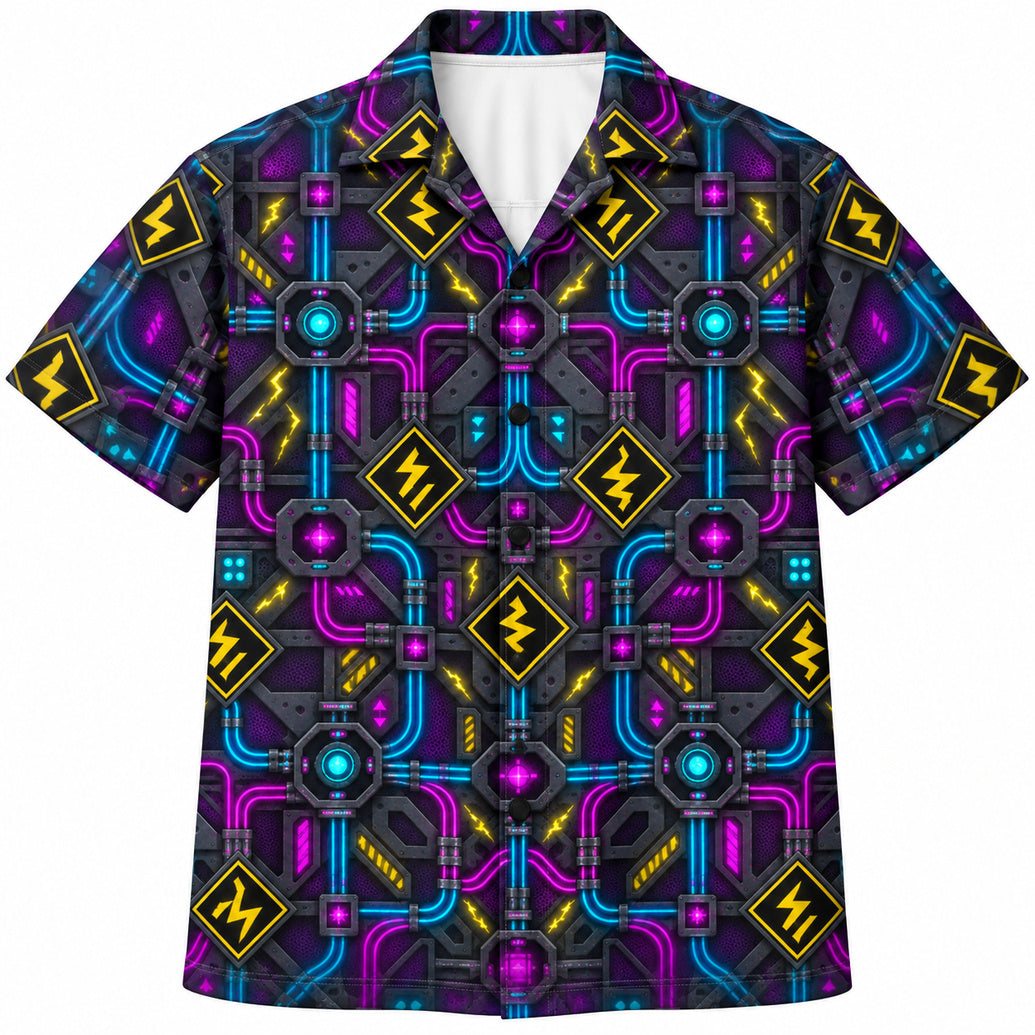 Neon Arc Hazard Grid Hawaïshirt