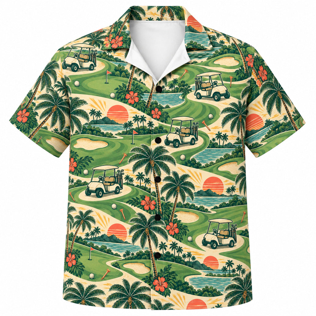 Sunset Cart Palm Fairway Hawaiihemd
