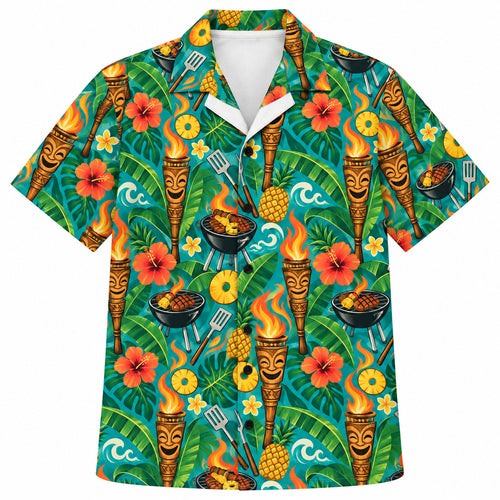 Tiki Torch Grill Parade Hawaiian Shirt