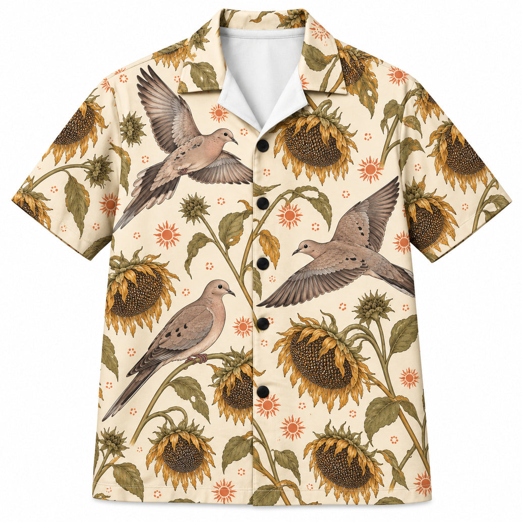 Doves at Sunflower Sundown Hawaïshirt