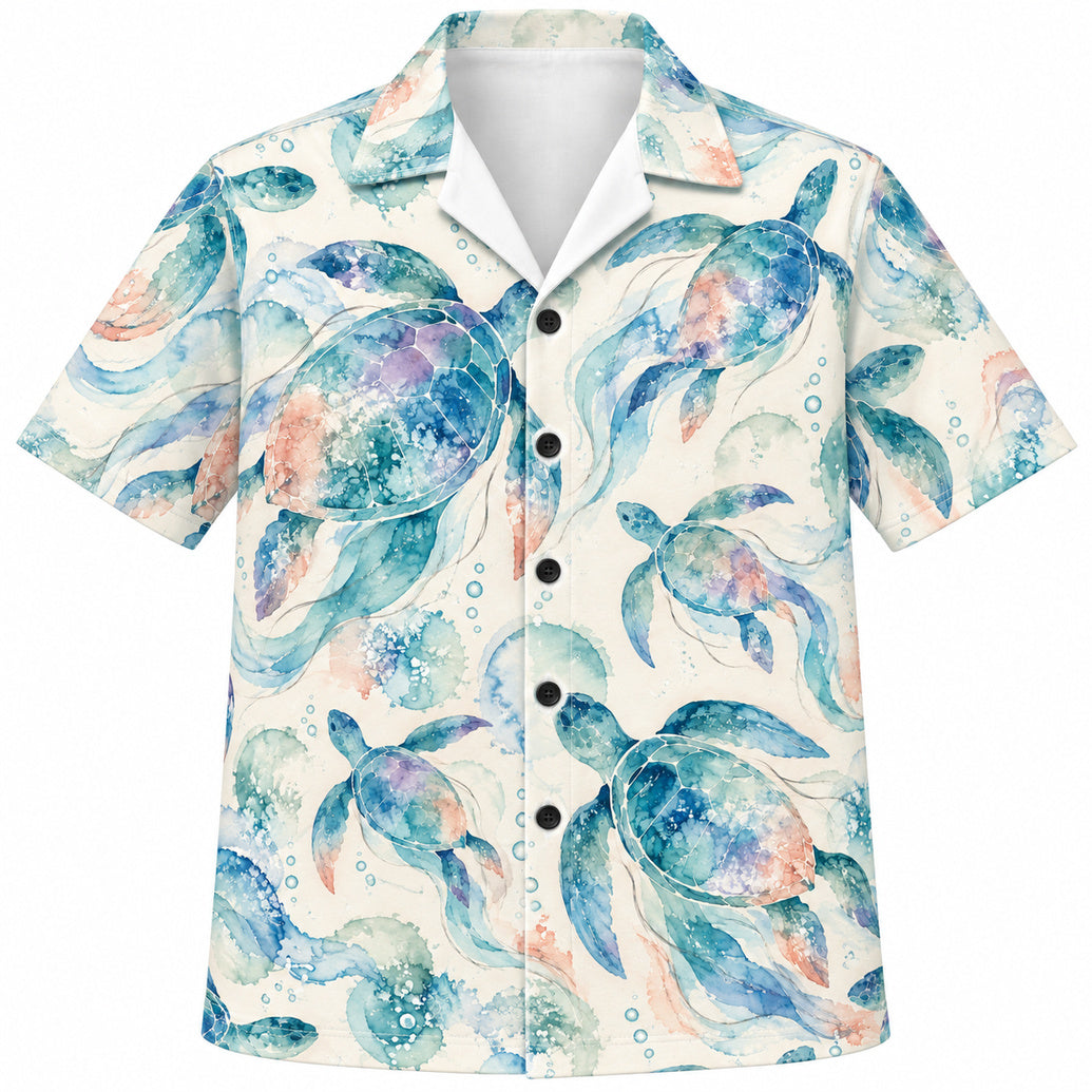 Tidal Watercolor Turtle Trails Hawaïshirt