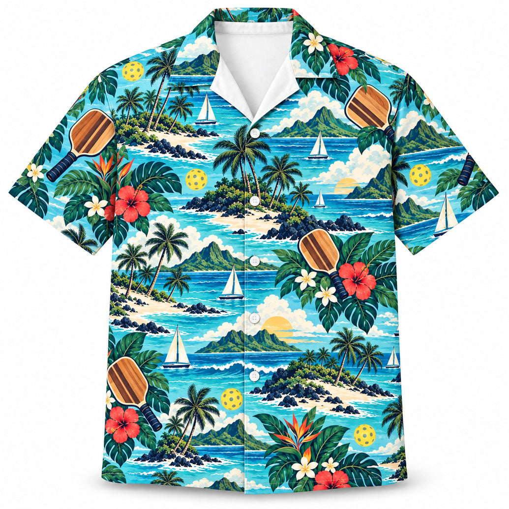 Island Serve Postcards Hawaiihemd