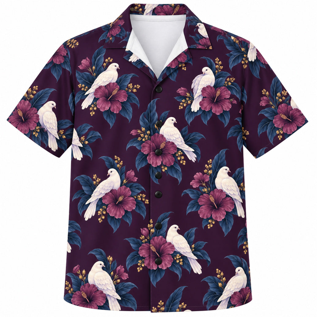 Hawaiihemd „Midnight Dove Garden“