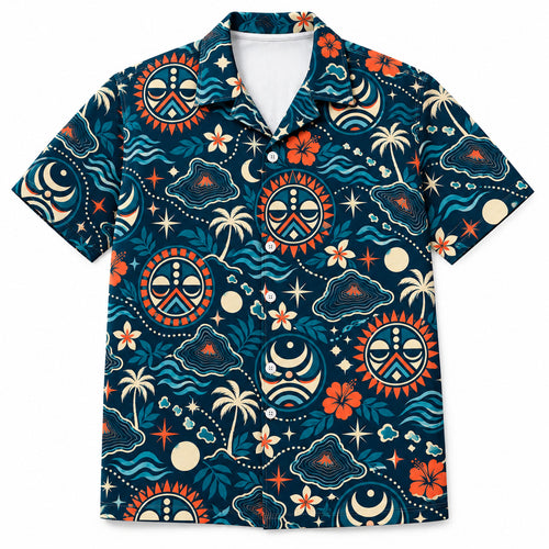 Island Wayfinding Night Tiles Hawaiian Shirt