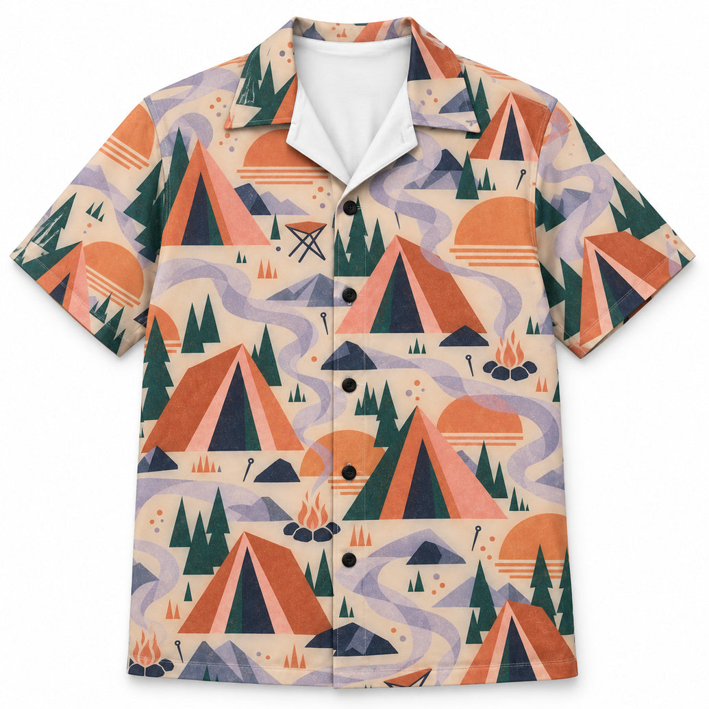 Campfire Smoke Geometry Hawaiihemd