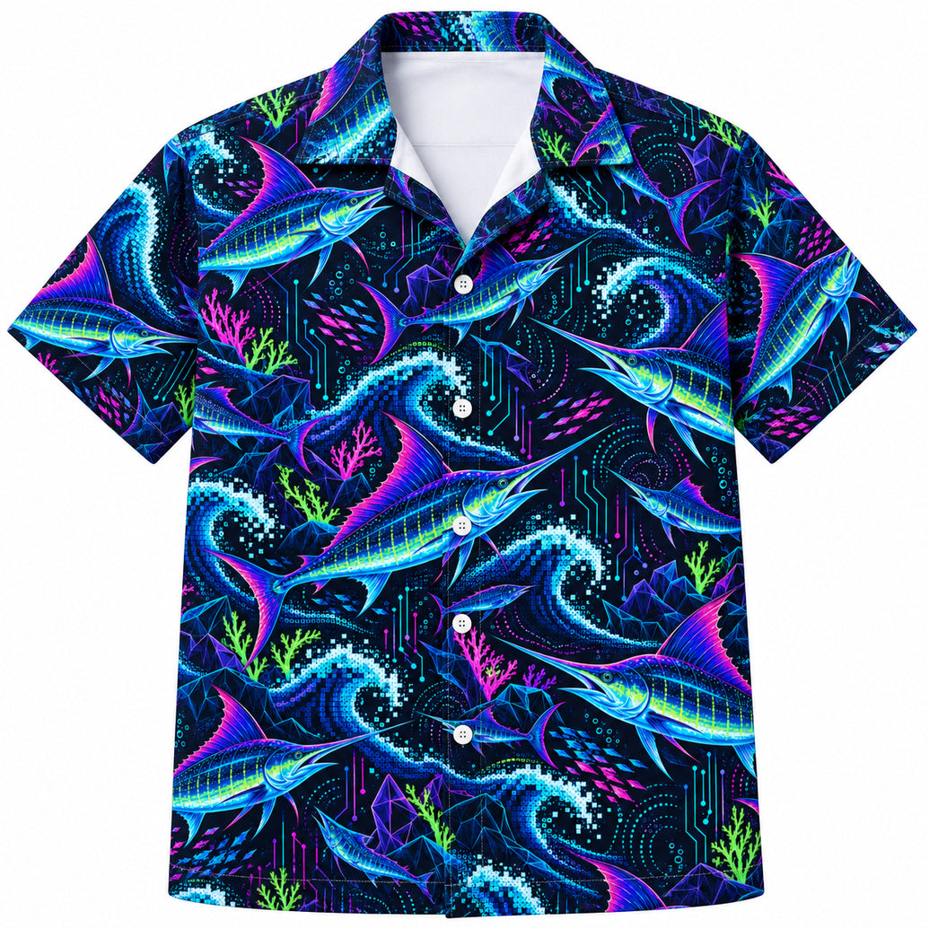 Neon Marlin Gridline Hawaïshirt