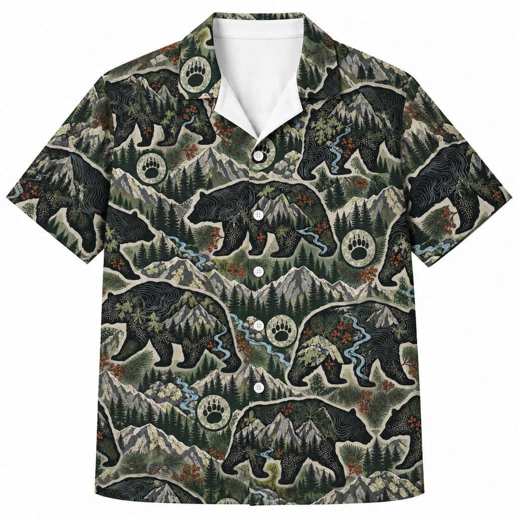 Mountain Bear Topography Hawaiian Shirt
