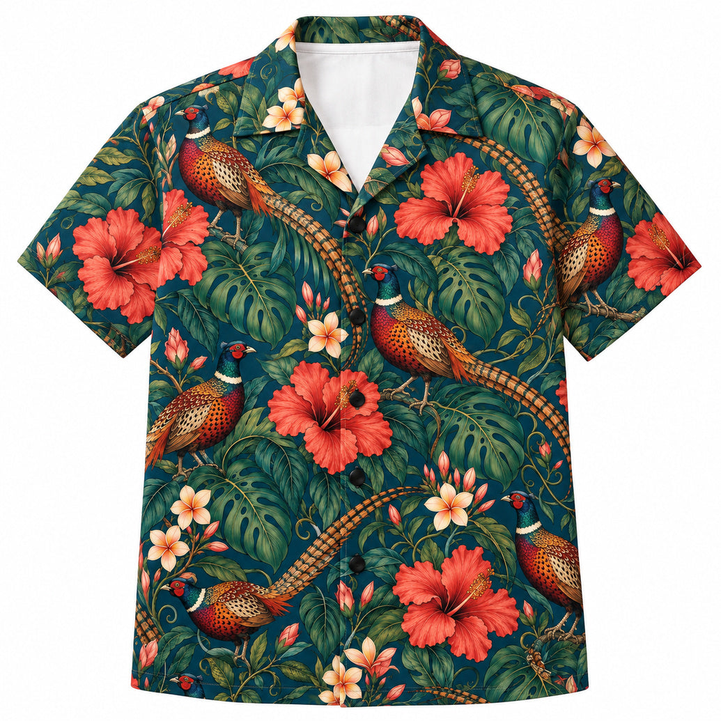 Hawaiihemd „Hibiscus Pheasant Parade“