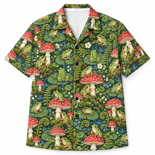 Hawaiihemd „Rainy Mushroom Frog Garden“