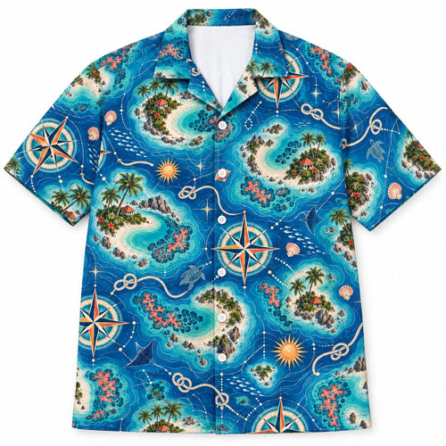 Island Compass Postcards Hawaïshirt