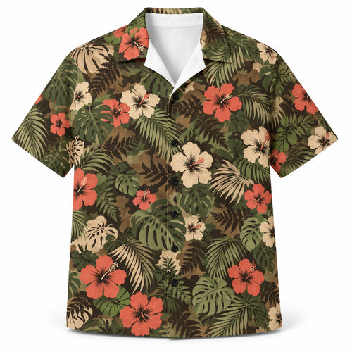 Hibiscus Hideout Camo Hawaïshirt