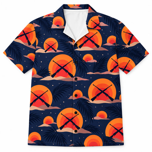 Sunset Rifle Silhouette Tropic Hawaiian Shirt