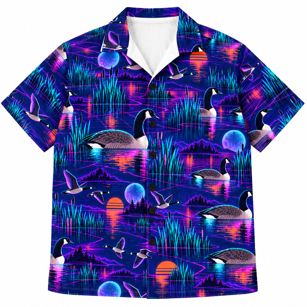 Marsh Grid Neon Gans Hawaïshirt
