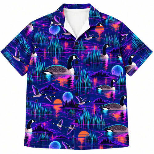 Marsh Grid Neon Gans Hawaïshirt