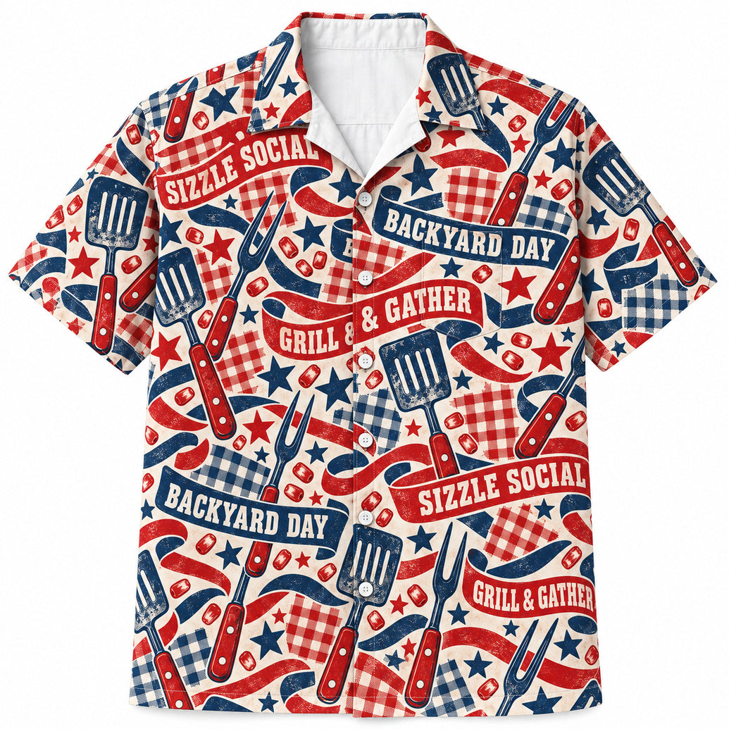 Stars, Stripes & Sizzle Tools Hawaiian Shirt