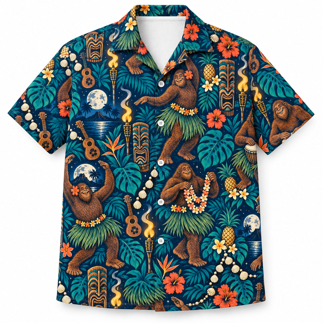 Sasquatch Tiki Moon Dance Hawaiian Shirt