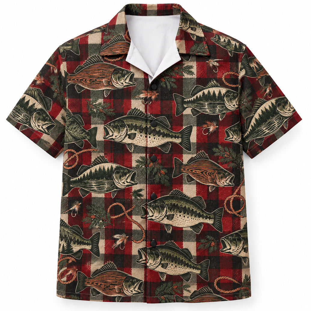 Lodge Plaid Bass Trail Hawaiian Shirt