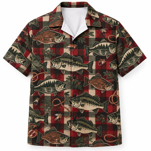 Lodge Plaid Bass Trail Hawaiian Shirt