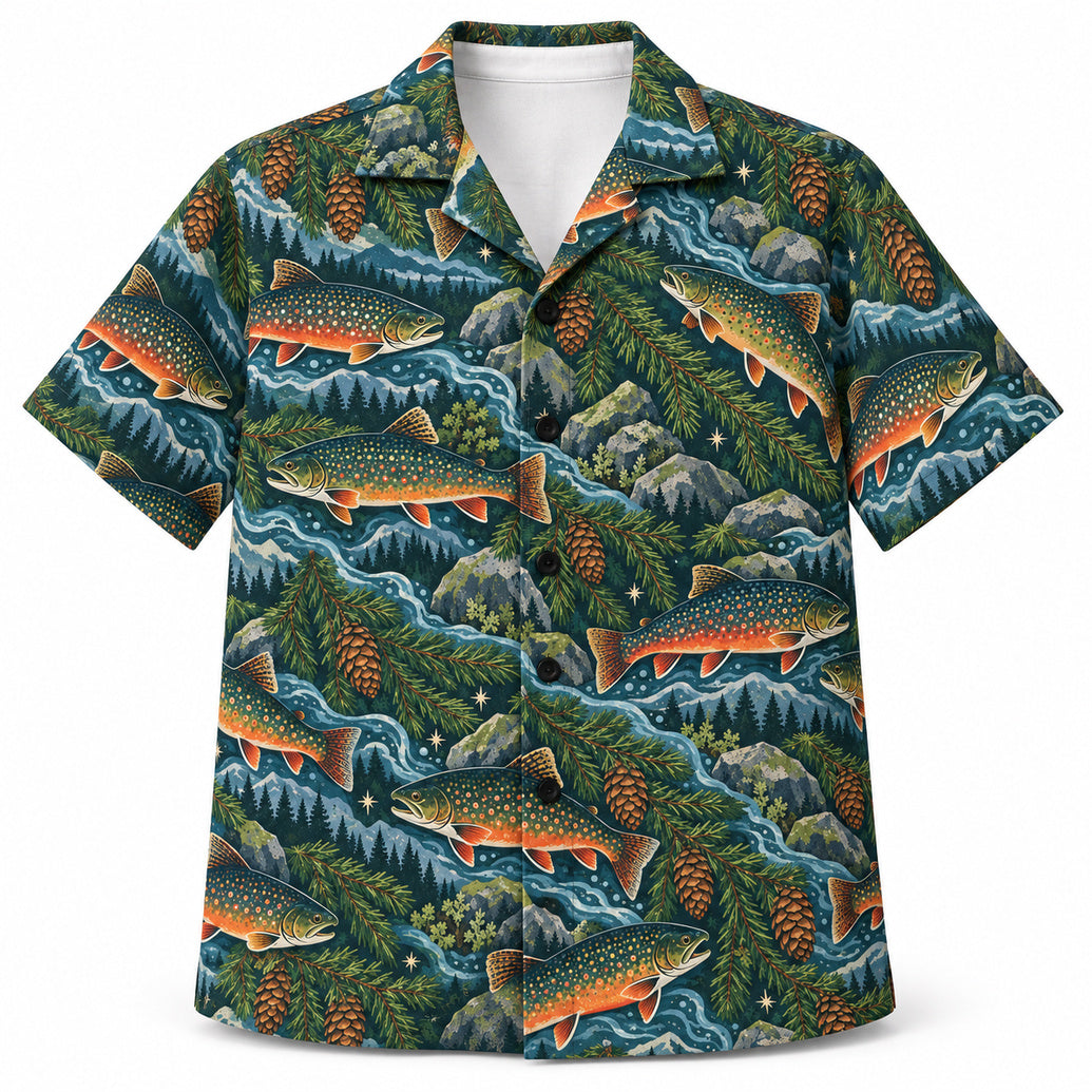 Brook Trout Alpine Canopy Hawaiian Shirt