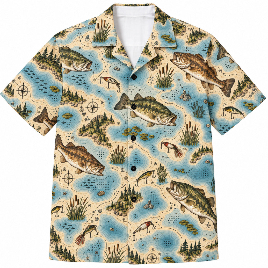 Lake Contour Bass Expedition Hawaiian Shirt