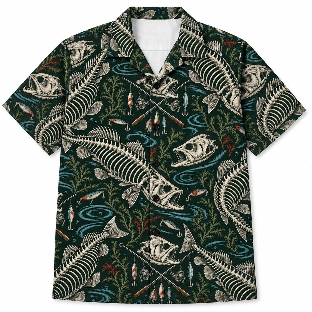 Bass Bones & Crossed Rods Hawaiian Shirt