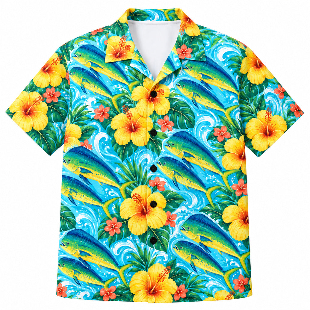 Hibiscus Dorado Lagoon Hawaiian Shirt
