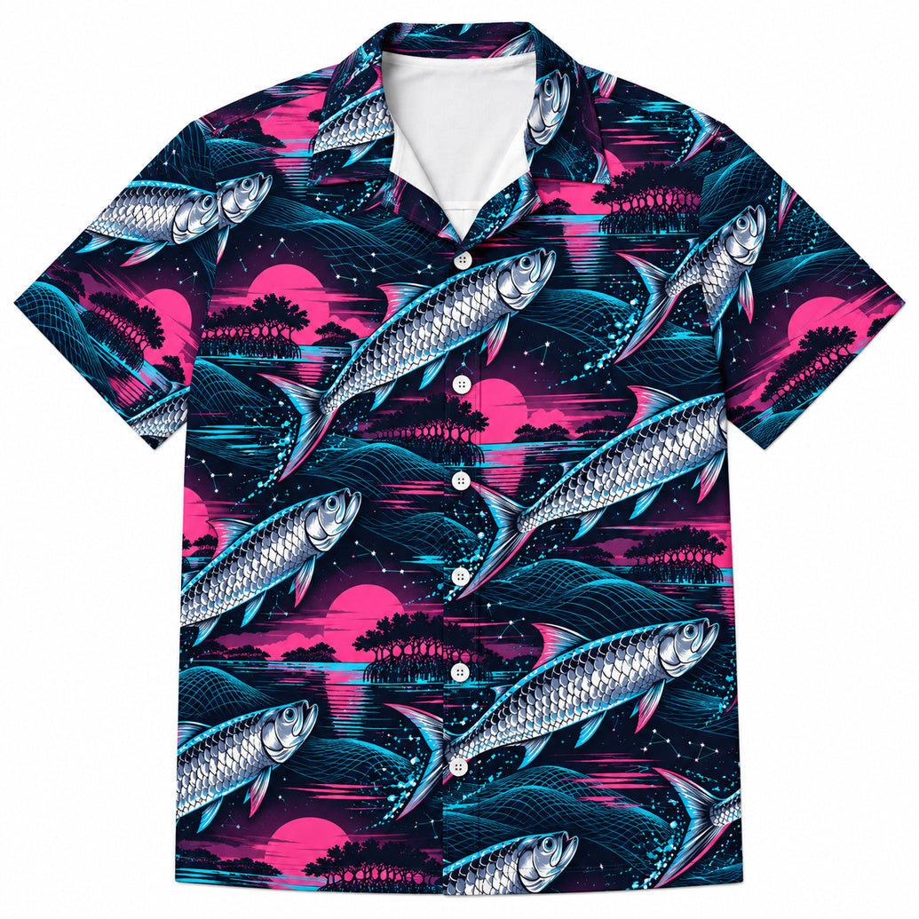 Chrome Tide Synthwave Hawaiian Shirt