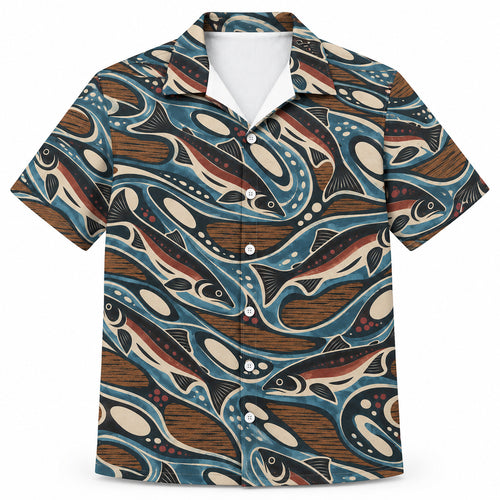 Northwest Salmon Kinship Hawaiian Shirt