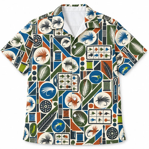 Modern Fly Cabinet Grid Hawaiian Shirt
