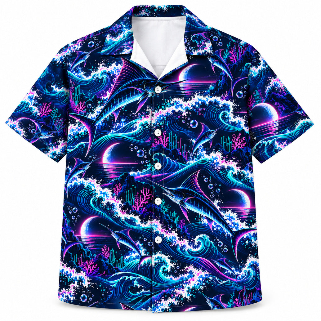 Black Marlin Neon Breakers Hawaiian Shirt