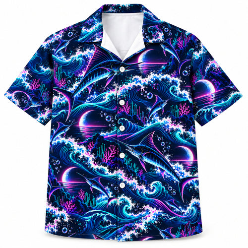 Black Marlin Neon Breakers Hawaiian Shirt