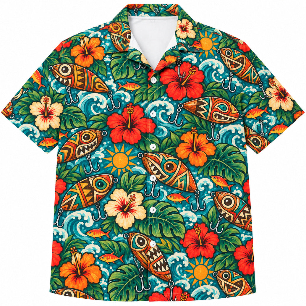 Tiki Crankbait Carnival Hawaiian Shirt