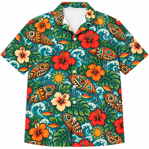 Tiki Crankbait Carnival Hawaiian Shirt