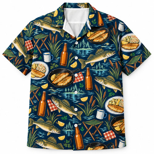 Skillet Shore Walleye Social Hawaiian Shirt