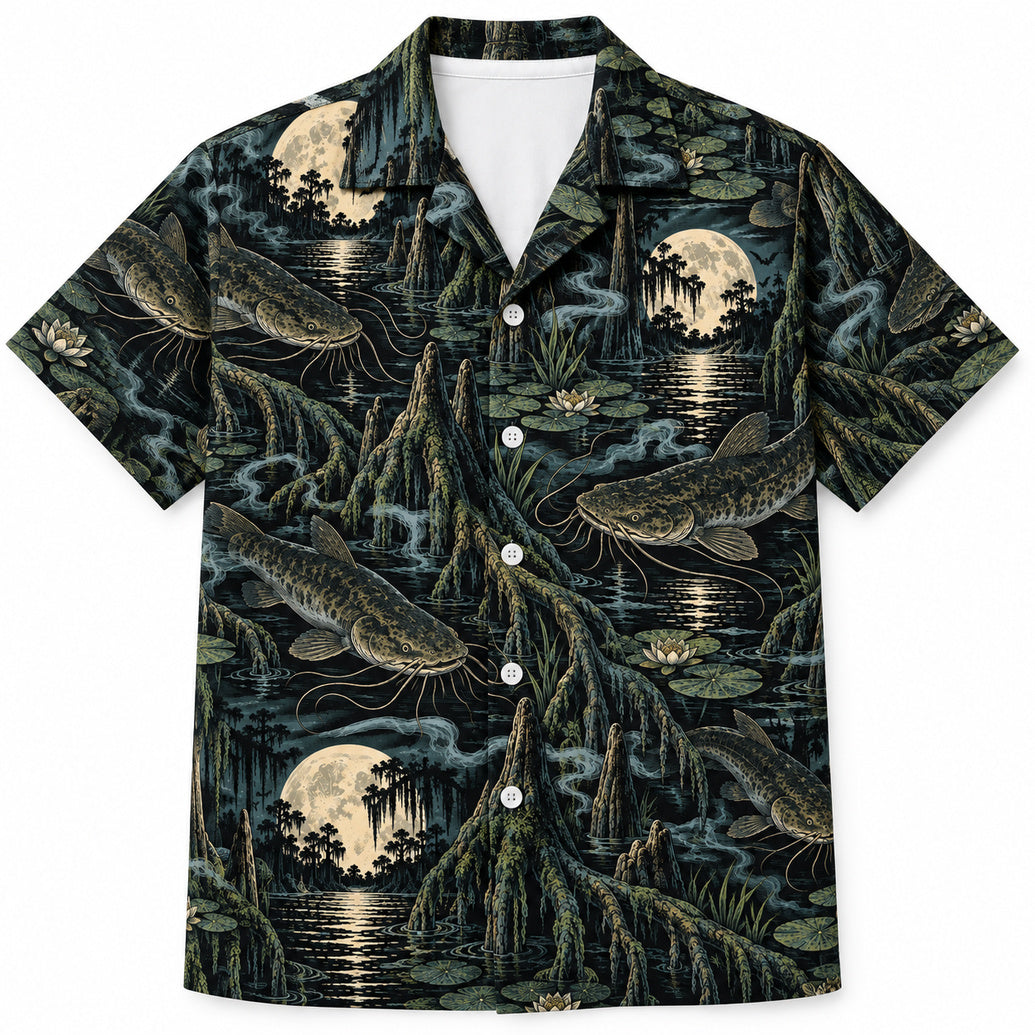 Bayou Moon Whisker Shadows Hawaiian Shirt