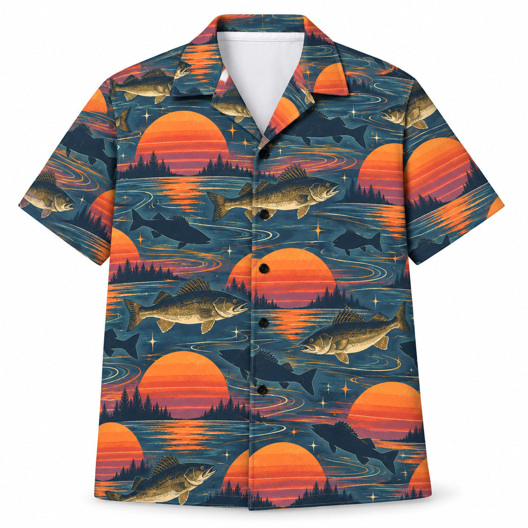 Chrome Horizon Walleye Hawaiian Shirt