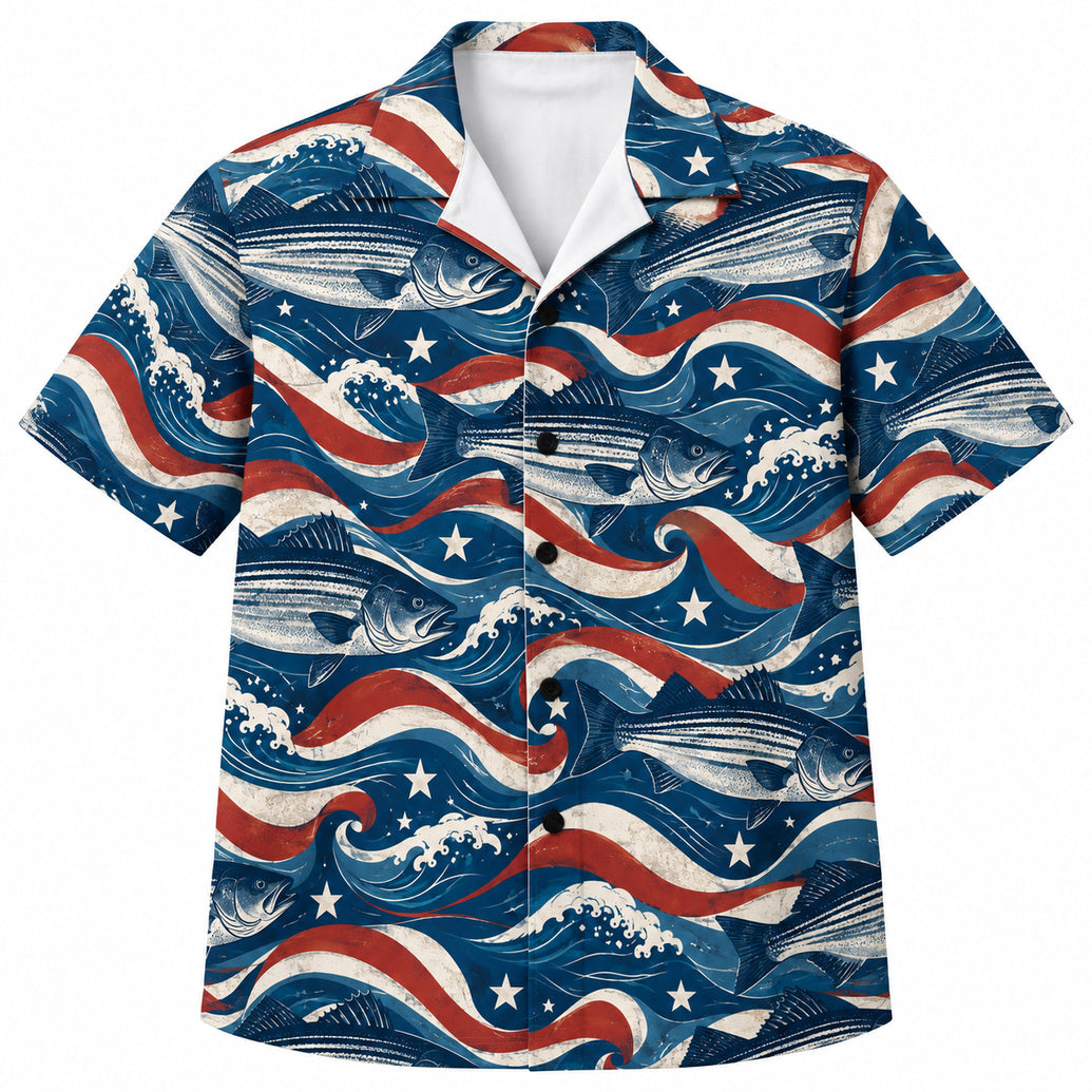 Stars and Striper Tide Hawaiian Shirt