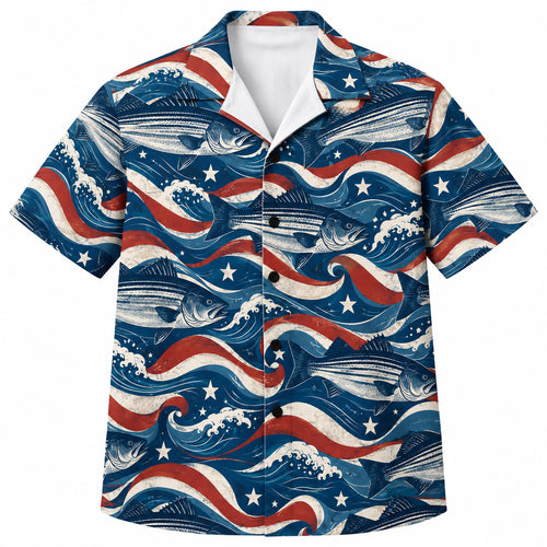 Stars and Striper Tide Hawaiian Shirt