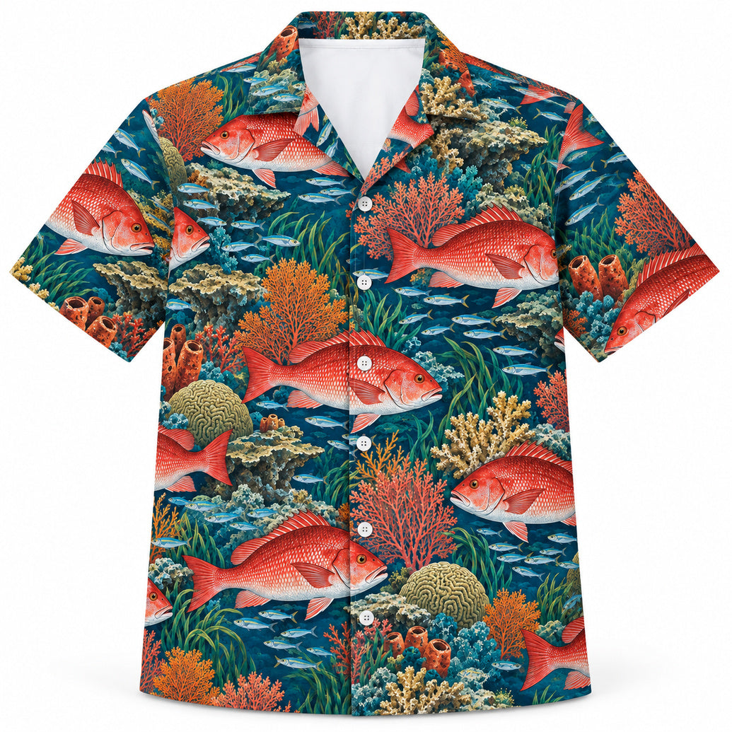 Scarlet Reef Garden Hawaiian Shirt