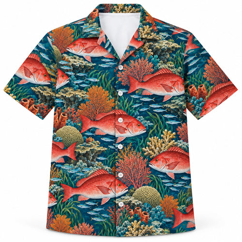 Scarlet Reef Garden Hawaiian Shirt
