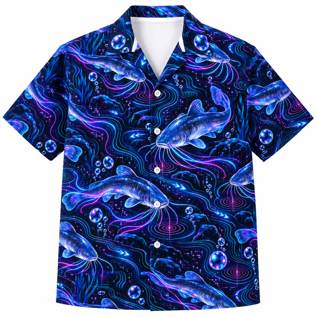 Electric Blue Whiskers Hawaiian Shirt