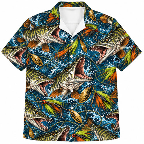 Musky Jaw Bucktail Riot Hawaiian Shirt