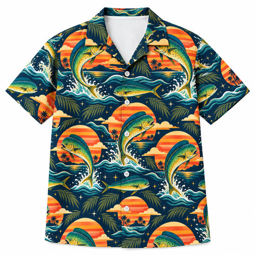 Mahi-Mahi Sundown Reel Hawaiian Shirt