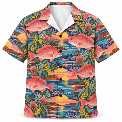 Pink Snapper Sunfire Coast Hawaiian Shirt