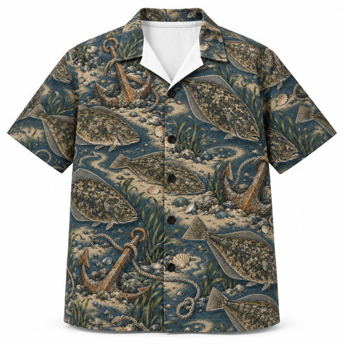 Pacific Halibut Anchorbed Hawaiian Shirt