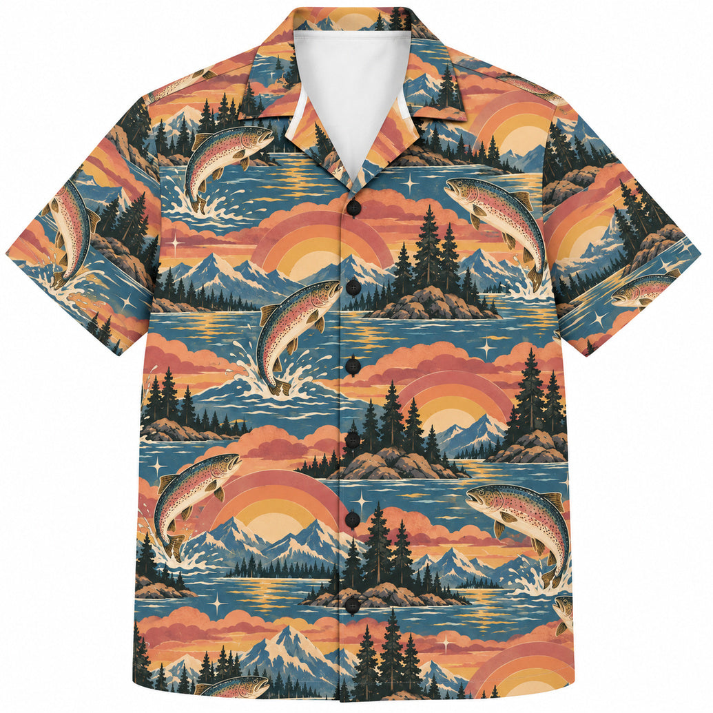 Alpine Sunset Rainbow Leap Hawaiian Shirt