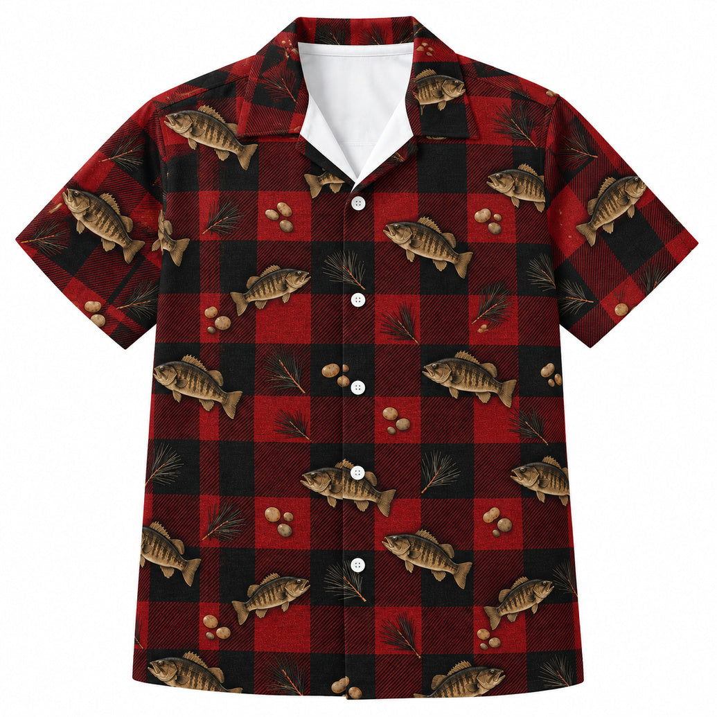 Bronze Smallie Cabin Check Hawaiian Shirt